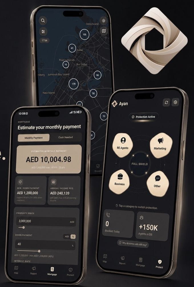 AYAN app by YAZDAN: off-plan map, mortgage calculator and spam-call protection
